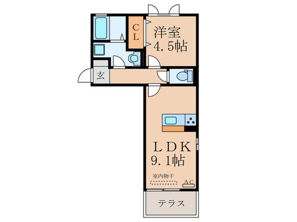 ディールーム後藤寺C棟の物件間取画像